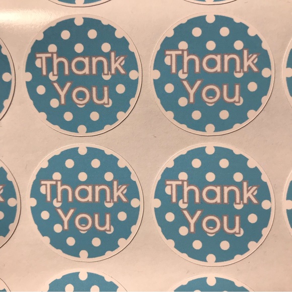 70 teal blue thank you stickers size 1.25” - Picture 1 of 2